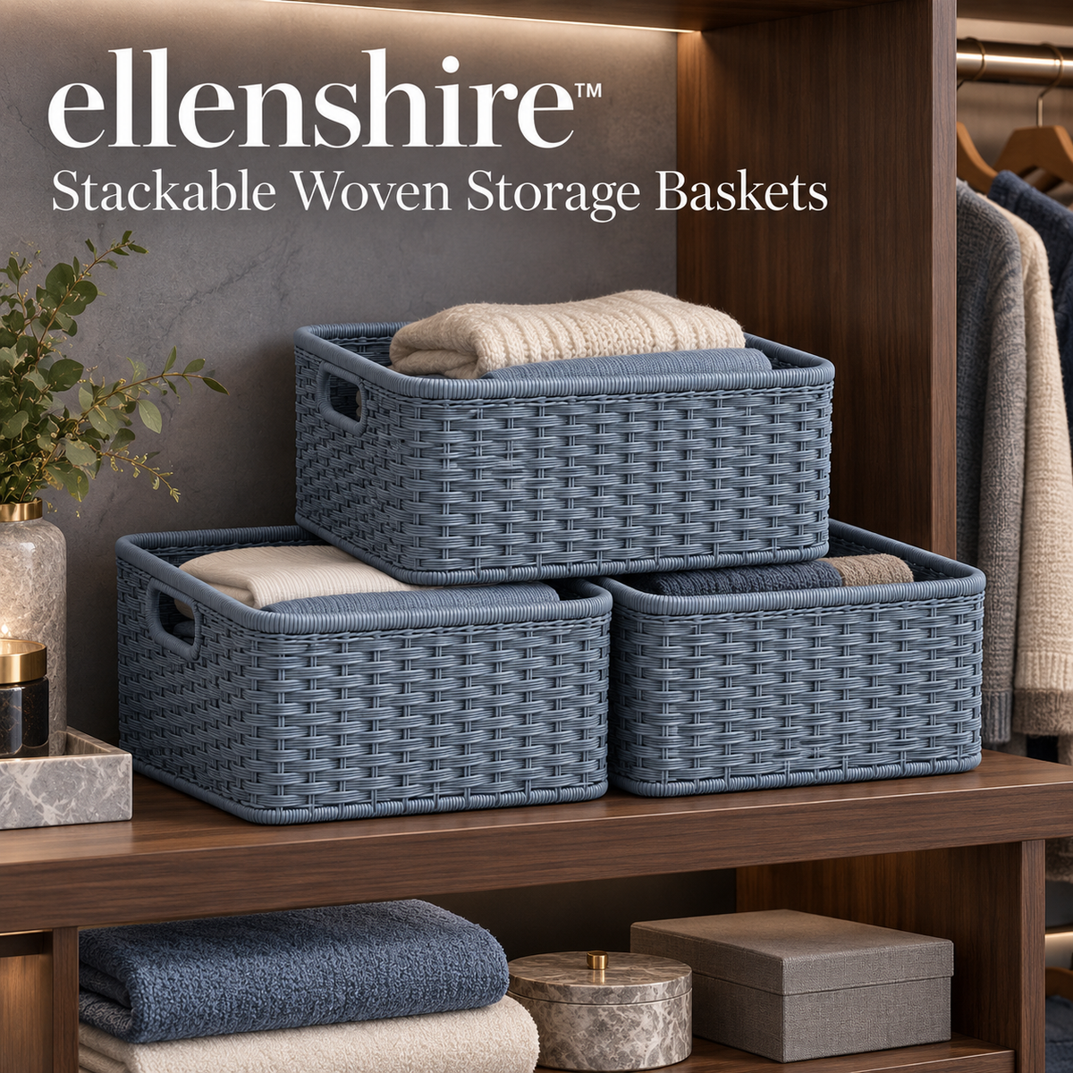 𝐞𝐥𝐥𝐞𝐧𝐬𝐡𝐢𝐫𝐞™ Stackable Woven Storage Baskets