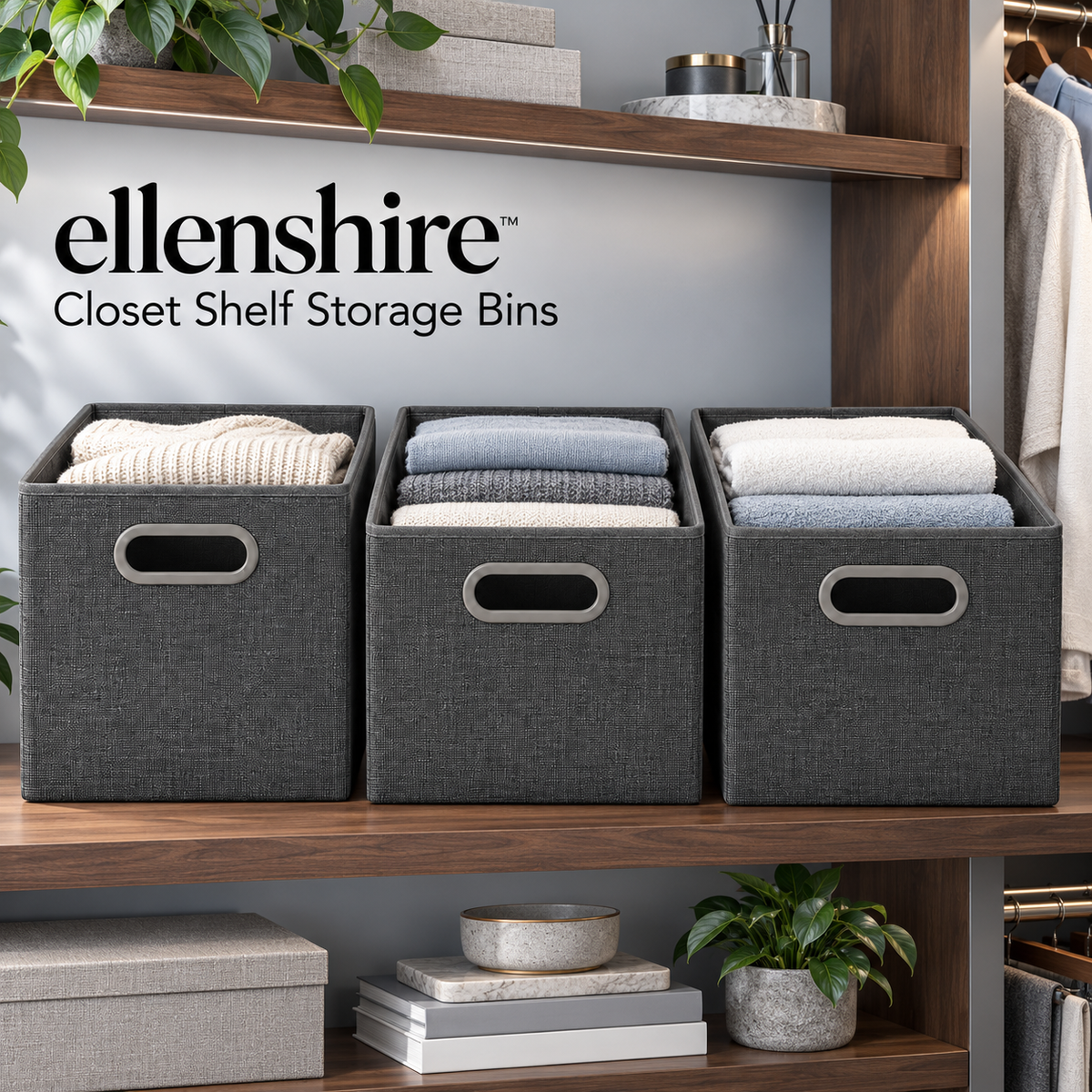 𝐞𝐥𝐥𝐞𝐧𝐬𝐡𝐢𝐫𝐞™ Closet Shelf Storage Bins