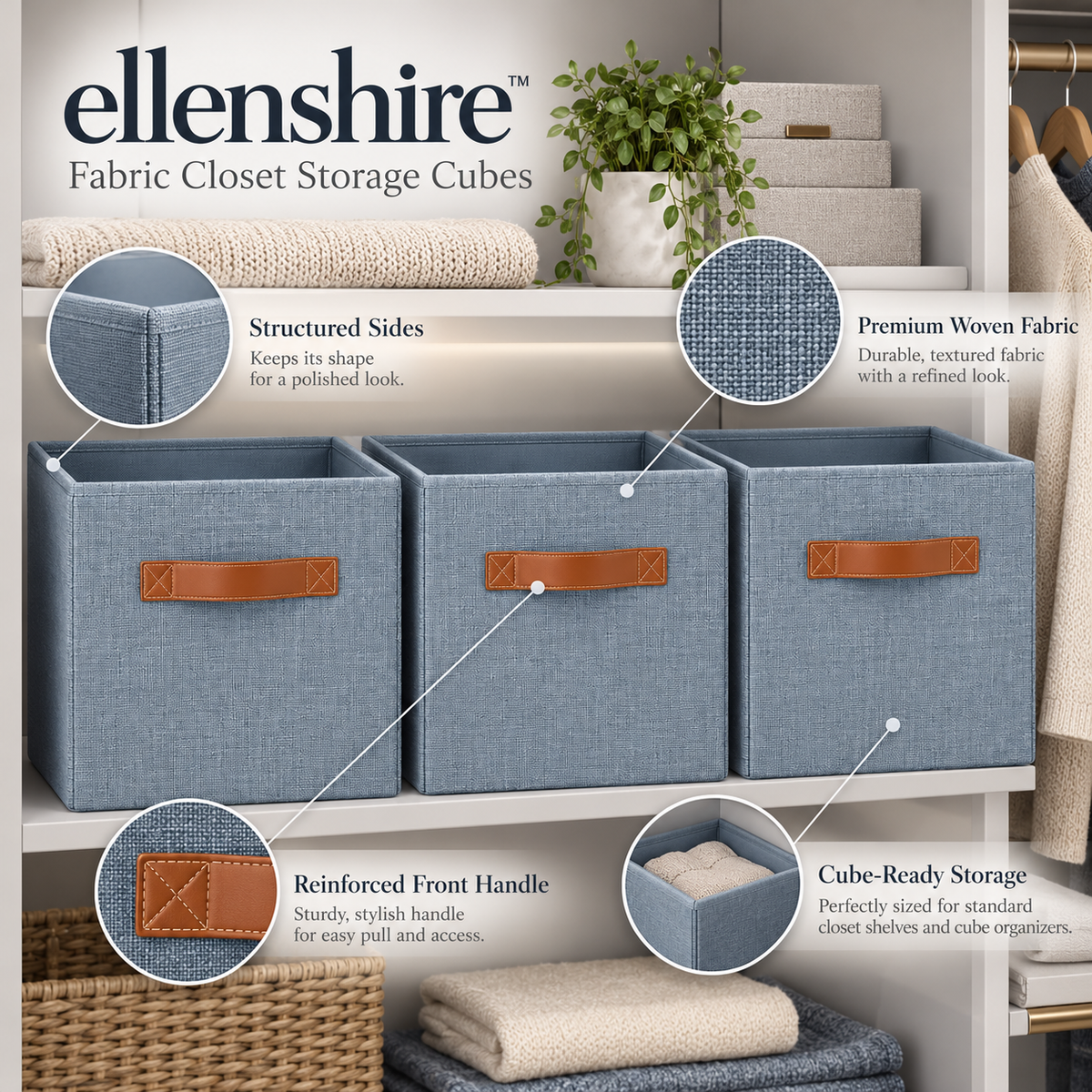 𝐞𝐥𝐥𝐞𝐧𝐬𝐡𝐢𝐫𝐞™ Fabric Closet Storage Cubes