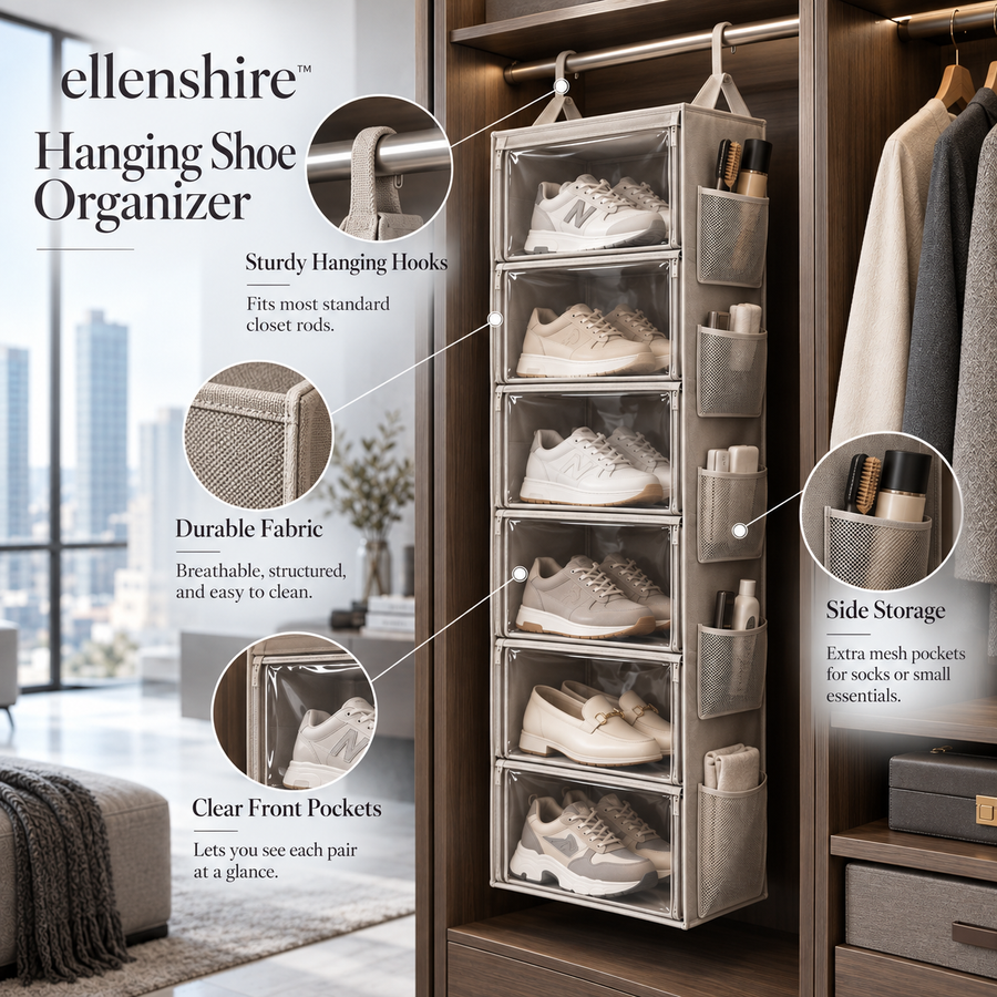 𝐞𝐥𝐥𝐞𝐧𝐬𝐡𝐢𝐫𝐞™ Hanging Shoe Organizer