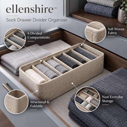 𝐞𝐥𝐥𝐞𝐧𝐬𝐡𝐢𝐫𝐞™ Sock Drawer Divider Organizer