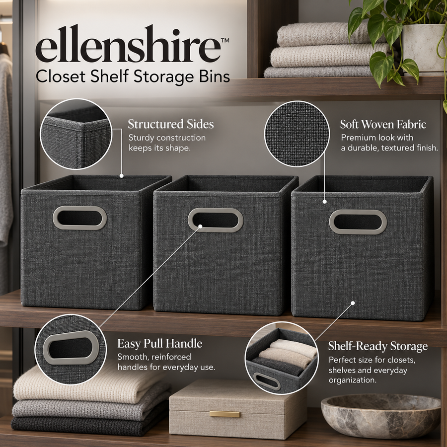 𝐞𝐥𝐥𝐞𝐧𝐬𝐡𝐢𝐫𝐞™ Closet Shelf Storage Bins
