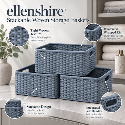 𝐞𝐥𝐥𝐞𝐧𝐬𝐡𝐢𝐫𝐞™ Stackable Woven Storage Baskets