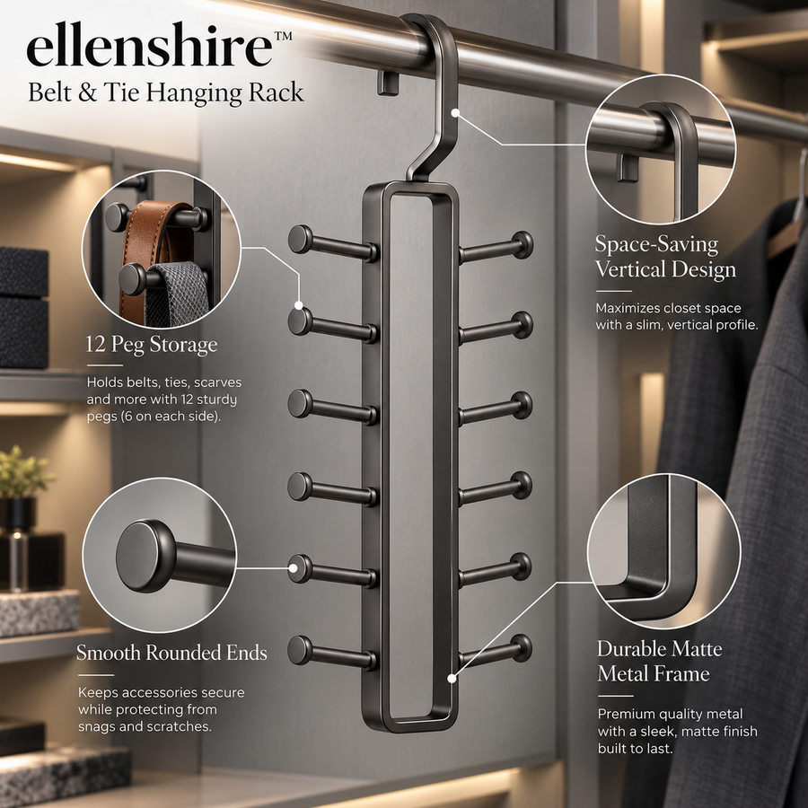 𝐞𝐥𝐥𝐞𝐧𝐬𝐡𝐢𝐫𝐞™ Belt & Tie Hanging Rack