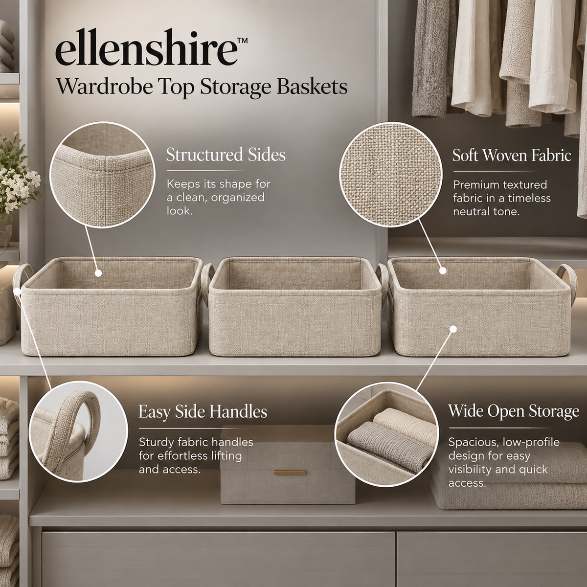 𝐞𝐥𝐥𝐞𝐧𝐬𝐡𝐢𝐫𝐞™ Wardrobe Top Storage Baskets