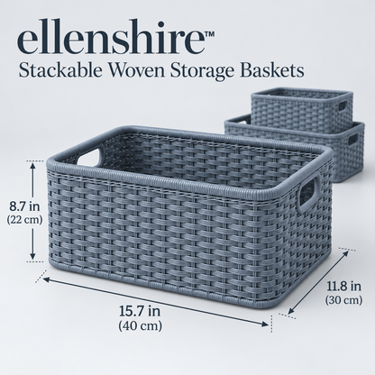 𝐞𝐥𝐥𝐞𝐧𝐬𝐡𝐢𝐫𝐞™ Stackable Woven Storage Baskets