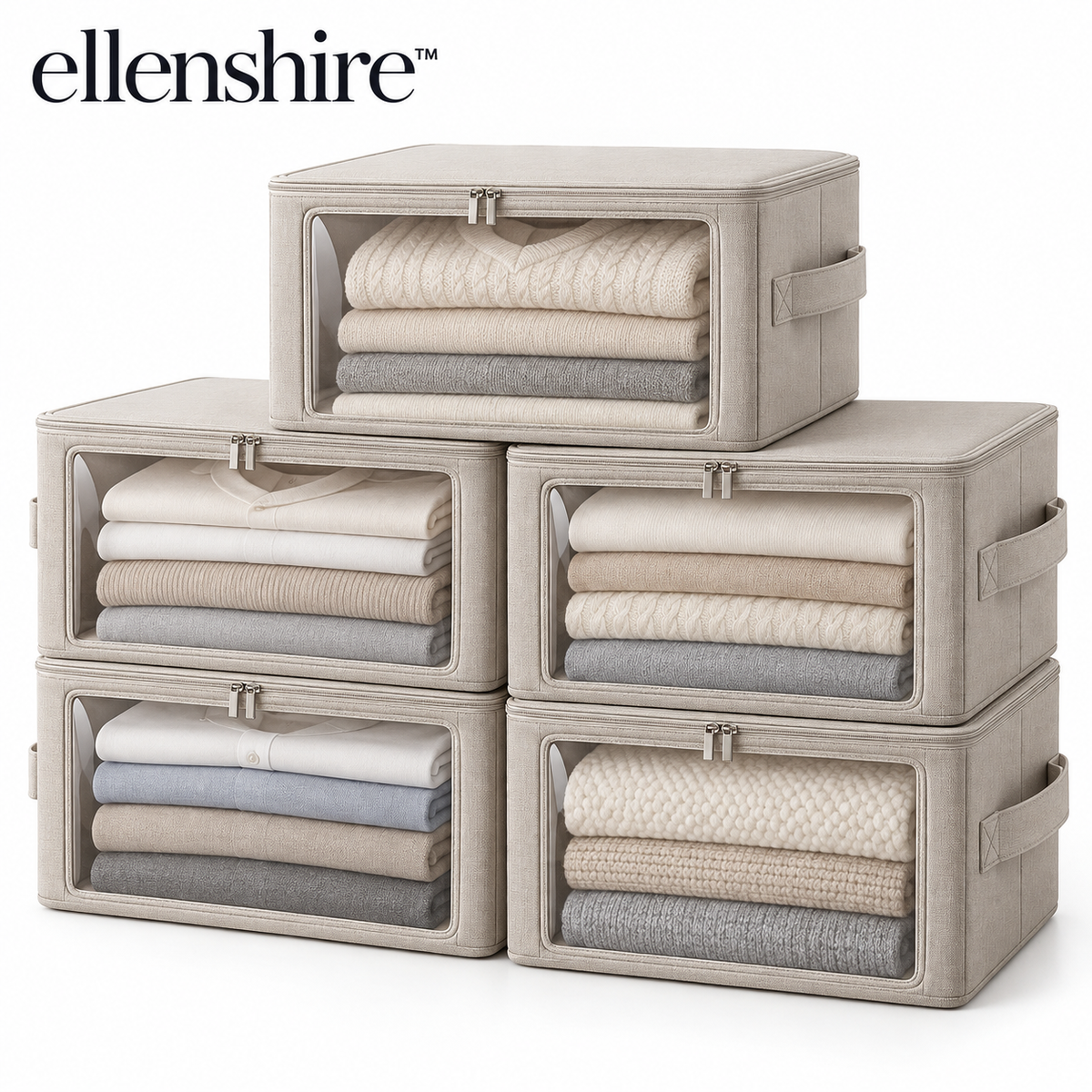 𝐞𝐥𝐥𝐞𝐧𝐬𝐡𝐢𝐫𝐞™ Clear Wardrobe Storage Boxes