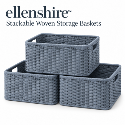 𝐞𝐥𝐥𝐞𝐧𝐬𝐡𝐢𝐫𝐞™ Stackable Woven Storage Baskets